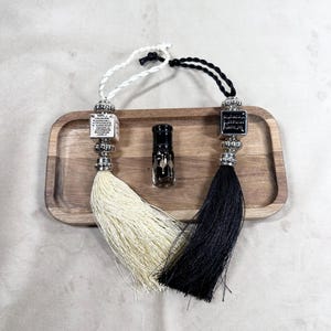 Eleganter Quasten-Auto-Aufhänger mit Reise-Dua in arabischer Schrift, erhältlich in Schwarz oder Creme, islamischer Auto-Aufhänger, islamisches Autozubehör, Auto Dua