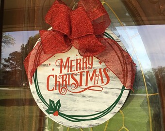 Rustic Merry Christmas Door Hanger