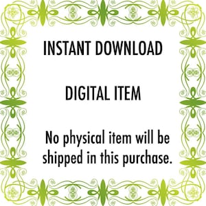 Puede incluir: Un gr&aacute;fico de descarga instant&aacute;nea con un borde floral verde y amarillo. El texto dice "DESCARGA INSTANT&Aacute;NEA" y "ART&Iacute;CULO DIGITAL". El texto debajo dice "No se enviar&aacute; ning&uacute;n art&iacute;culo f&iacute;sico con esta compra."