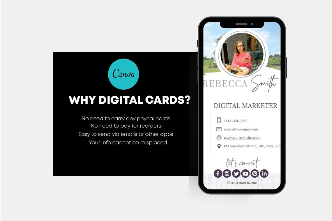 Digital Business Card Template Clickable Digital Business Etsy