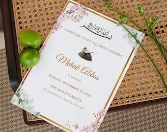 Ameen Ceremony Invitation | Ameen Invite | Ameen Mubarak Invitation | Bismillah Invitation | Editable Template  | Downloadable