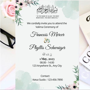 Valima Invitation Printable Walima Invitation Digital Valima Card Editable Walima Card