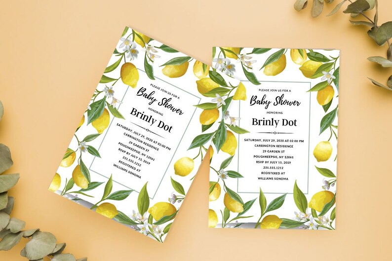 Lemon Bridal Shower Invitation Lemon Wedding Shower Invitation Template