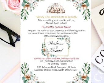 Valima Invitation Printable Walima Invitation Digital Valima Card Editable Walima Card