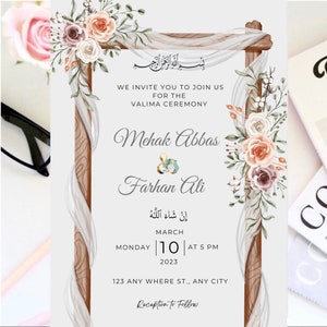 Valima Invitation Printable Walima Invitation Digital Valima Card Editable Walima Card
