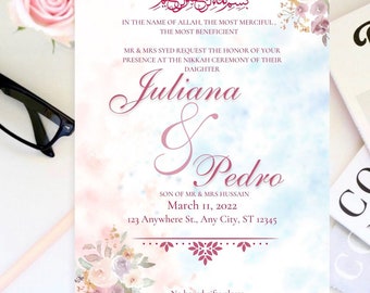 Nikkah Invitation Digital Muslim Wedding Invitation Nikkah Invite Template Nikah Card Printable