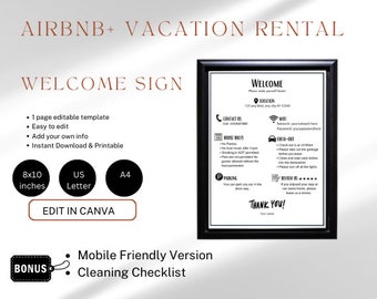 Airbnb Welcome Template - Printable and Mobile-Friendly Welcome Sign and Guest Information Sheet for Airbnb Hosts and Vacation Rentals