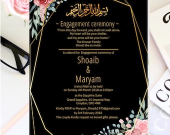 Muslim Engagement Invitation Islamic Engagement Invite Pakistani Engagement Invitation Template Printable