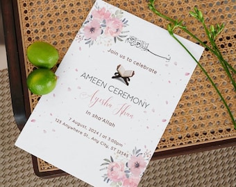 Ameen Invitation | Ameen Invite | Ameen Mubarak Invitation | Bismillah Invitation | Editable Template  | Downloadable