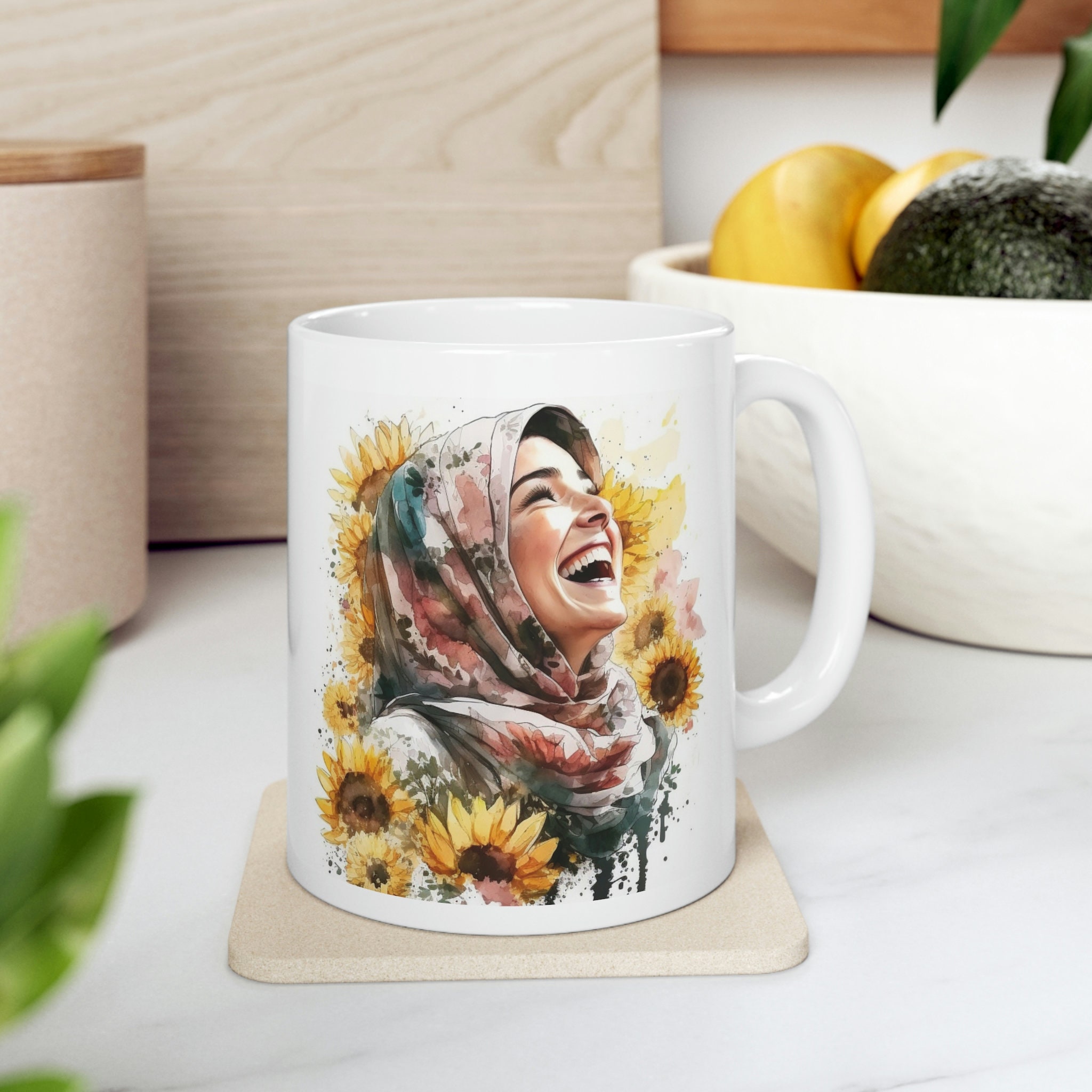 Customized Floral Hijab Girl Mug Ceramic Mug Muslim Girl Etsy