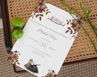 Ameen Ceremony Invitation | Ameen Invite | Ameen Mubarak Invitation | Bismillah Invitation | Editable Template  | Downloadable