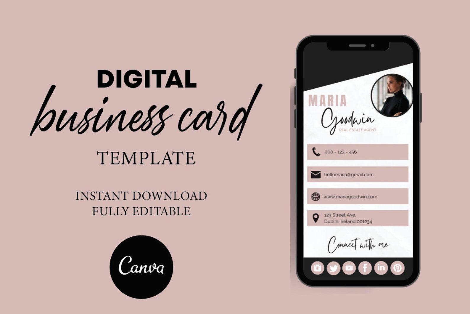 Digital Business Card Template Clickable Digital Business Etsy