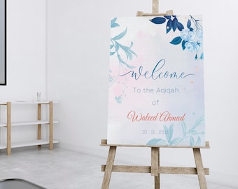 Aqiqah Welcome Sign | Aqiqah Welcome Sign | Aqeeqah Welcome Sign | Editable Template  | Downloadable | Printable