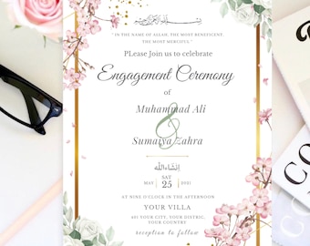 Muslim Engagement Invitation Islamic Engagement Invite Pakistani Engagement Invitation Template Printable