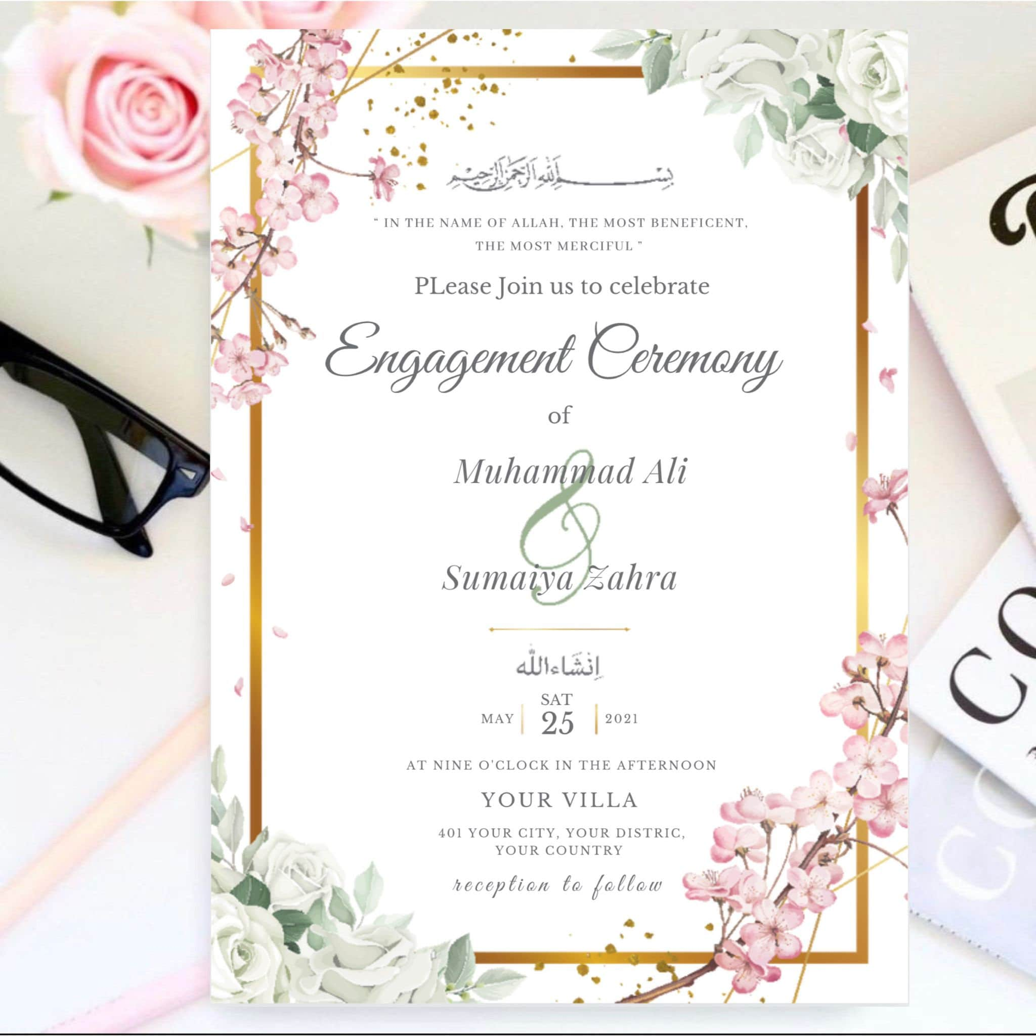 Wedding Invitation With Copy Space Stock Image - Image of ring, blank:  39528533 | Engagement card design, Engagement invitations, Engagement  invitation cards