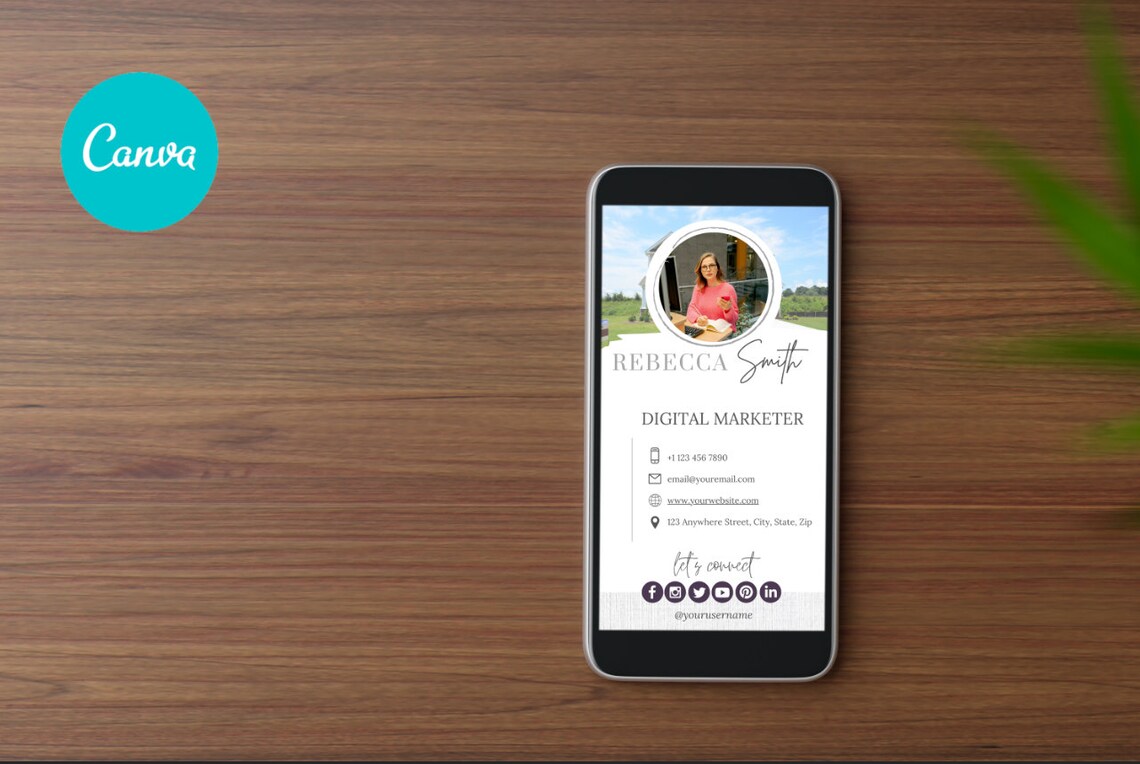 Digital Business Card Template Clickable Digital Business Etsy