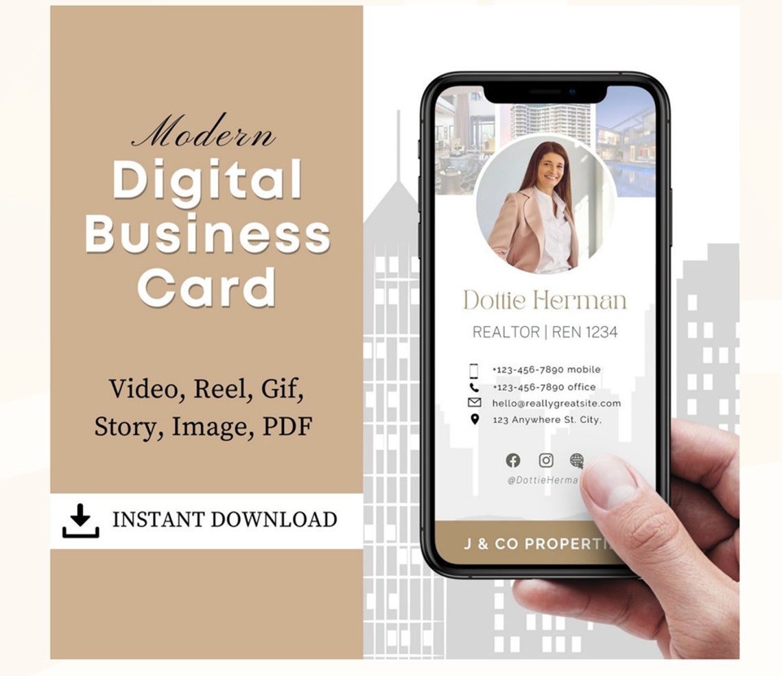Digital Business Card Template Clickable Digital Business Etsy