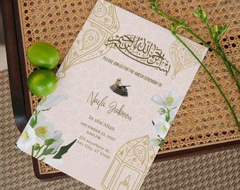 Invitación a la ceremonia del Amén / Invitación del Amén / Invitación del Amén Mubarak / Invitación de Bismillah / Plantilla editable / Descargable