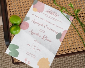 Aqiqah Invitation | Aqiqah evite | Aqeeqah invitation | Editable Template  | Downloadable | Printable Aqeeqah invite 3
