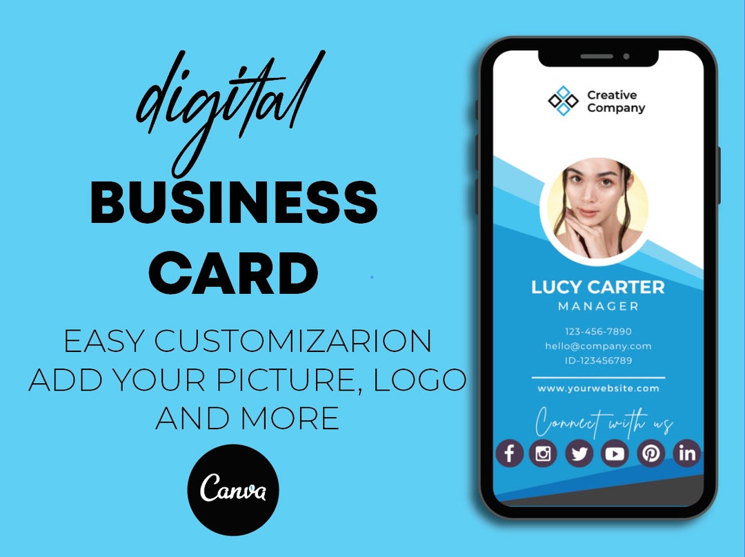 Digital Business Card Template Clickable Digital Business Etsy