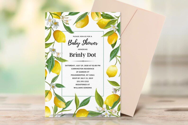 Lemon Bridal Shower Invitation Lemon Wedding Shower Invitation Template