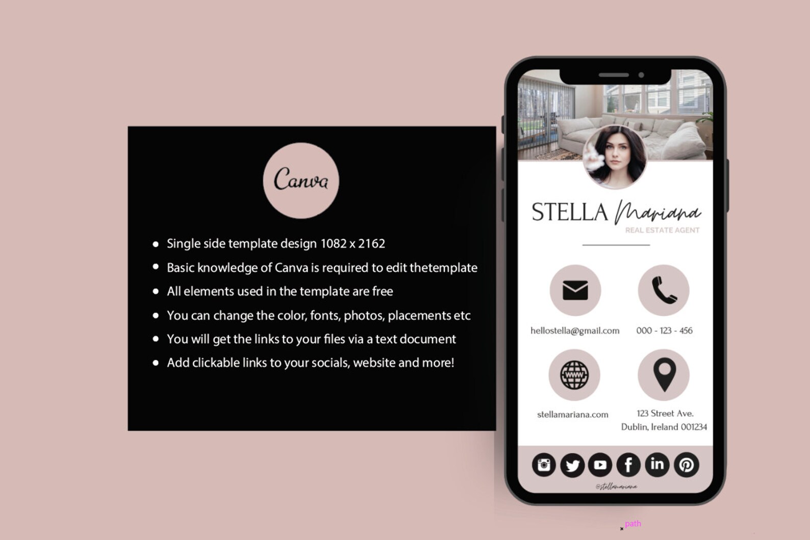 Digital Business Card Template Clickable Digital Business Etsy