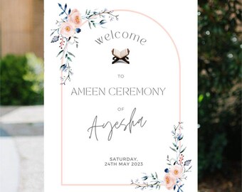 Ameen Ceremony Welcome Sign | Ameen Decoration | Ameen Mubarak Welcome Sign | Editable Template  | Downloadable | Printable