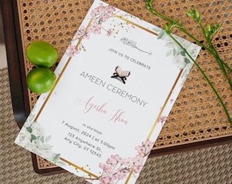 Ameen Invitation | Ameen Invite | Ameen Mubarak Invitation | Bismillah Invitation | Editable Template  | Downloadable