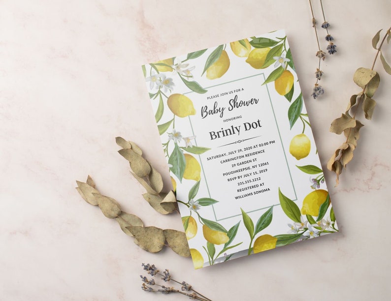 Lemon Bridal Shower Invitation Lemon Wedding Shower Invitation Template