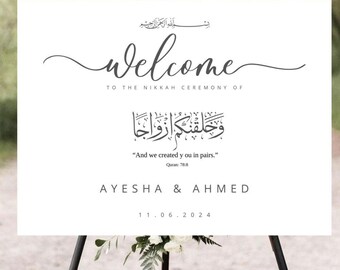 Islamic Wedding Welcome Sign, Nikkah Welcome Sign Muslim Wedding Sign Nikkah Sign Nikkah Decor Printable PW 25