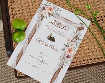 Ameen Ceremony Invitation | Ameen Invite | Ameen Mubarak Invitation | Bismillah Invitation | Editable Template  | Downloadable