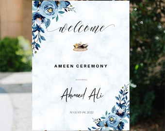 Ameen Ceremony Welcome Sign | Ameen Decoration | Ameen Mubarak Welcome Sign | Editable Template  | Downloadable | Printable