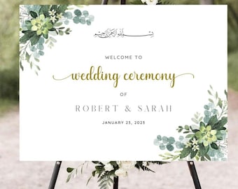 Islamic Wedding Welcome Sign - Nikkah Welcome Sign - Muslim Wedding Sign - Nikkah Sign - Nikkah Decor - Printable - PW 16
