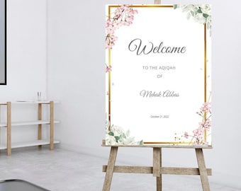 Aqiqah Welcome Sign | Aqiqah Decor | Aqeeqah Welcome Sign | Editable Template  | Downloadable | Printable