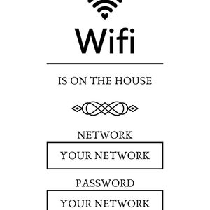Editable Wifi Password Sign Printable and Instant Download - Etsy