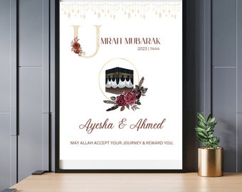 Regalo Umrah Mubarak personalizzato - Regalo Umrah Mubarak personalizzato stampabile - Crea un regalo significativo e unico per il viaggio di Umrah