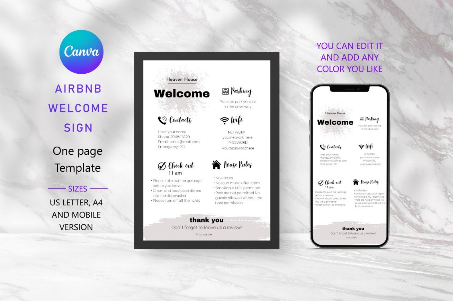Airbnb Welcome Template - Printable and Mobile-friendly Welcome Sign ...