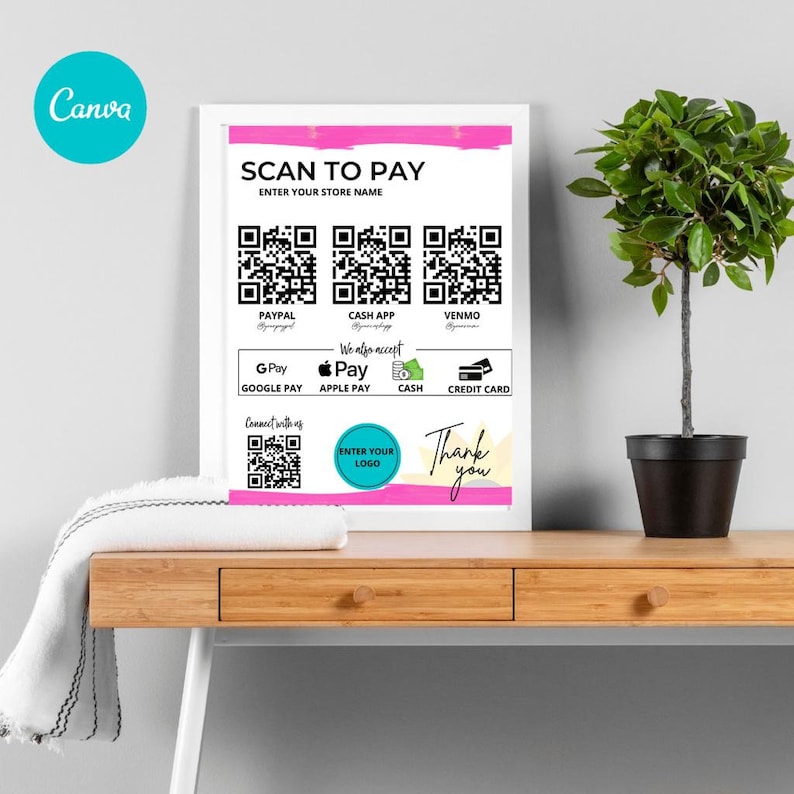 Printable Scan to Pay Sign Template Scan to Pay QR Code Etsy