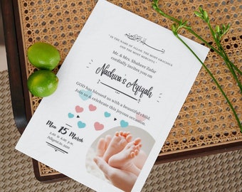 Aqiqah Invitation | Aqiqah evite | Aqeeqah invitation | Editable Template  | Downloadable | Printable Aqeeqah Invite 1