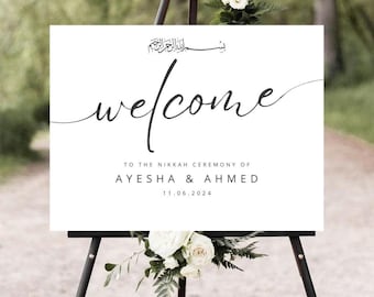 Islamic Wedding Welcome Sign, Nikkah Welcome Sign Muslim Wedding Sign Nikkah Sign Nikkah Decor Printable PW2