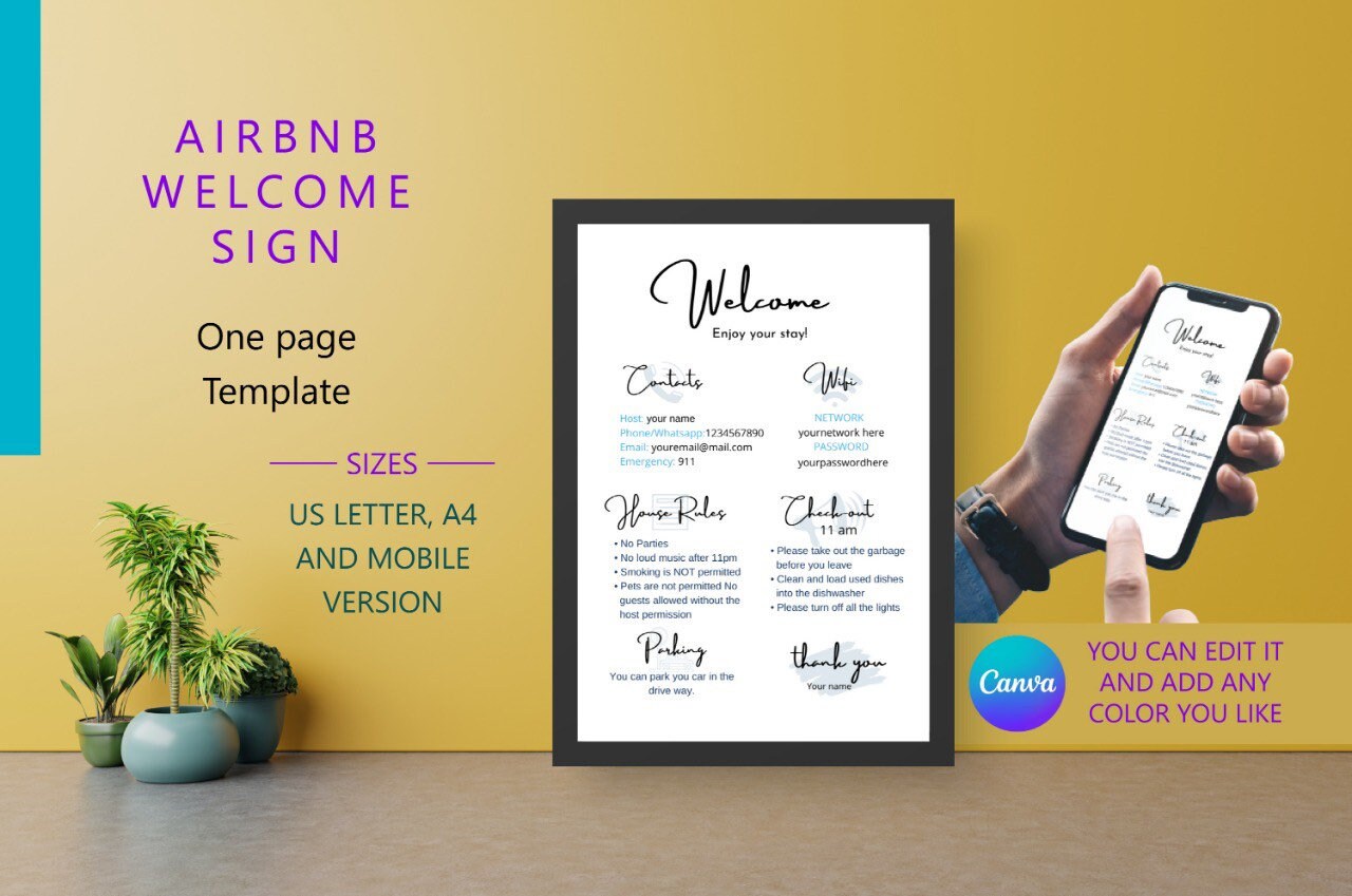 Airbnb Welcome Template - Printable and Mobile-friendly Welcome Sign ...