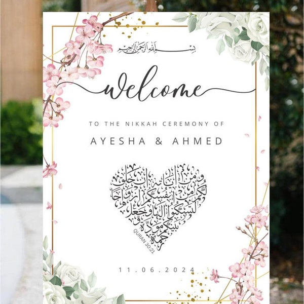 Islamic Wedding Welcome Sign, Nikkah Welcome Sign Muslim Wedding Sign Nikkah Sign Nikkah Decor Printable PW 45