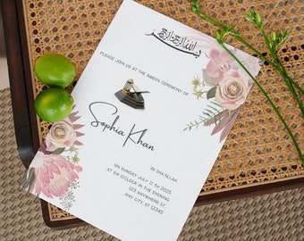 Ameen Ceremony Invitation | Ameen Invite | Ameen Mubarak Invitation | Bismillah Invitation | Editable Template  | Downloadable