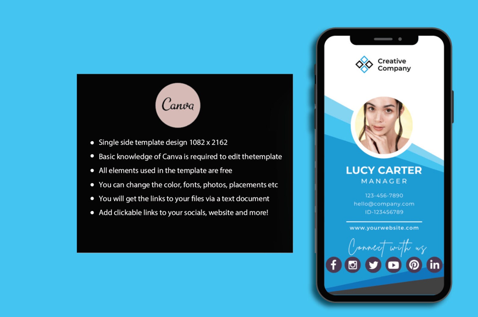 Digital Business Card Template Clickable Digital Business Etsy