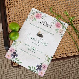 Invitación a la ceremonia de Ameen / Invitación de Ameen / Invitación de Ameen Mubarak / Invitación de Bismillah / Plantilla editable / Descargable