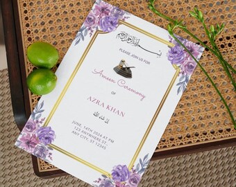Ameen Ceremony Invitation | Ameen Invite | Ameen Mubarak Invitation | Bismillah Invitation | Editable Template  | Downloadable