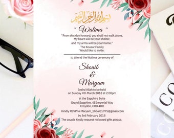 Valima Invitation Printable Walima Invitation Digital Valima Card Editable Walima Card