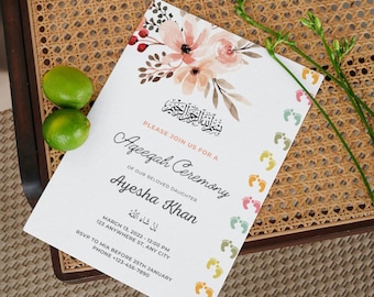 Aqiqah Invitation | Aqiqah evite | Aqeeqah invitation | Editable Template  | Downloadable | Printable Aqeeqah invite 4