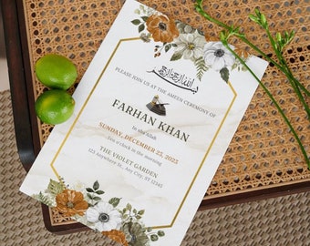 Ameen Ceremony Invitation | Ameen Invite | Ameen Mubarak Invitation | Bismillah Invitation | Editable Template  | Downloadable