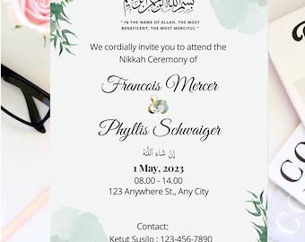 Nikkah Invitation Digital Muslim Wedding Invitation Nikkah Invite Template Nikah Card Printable